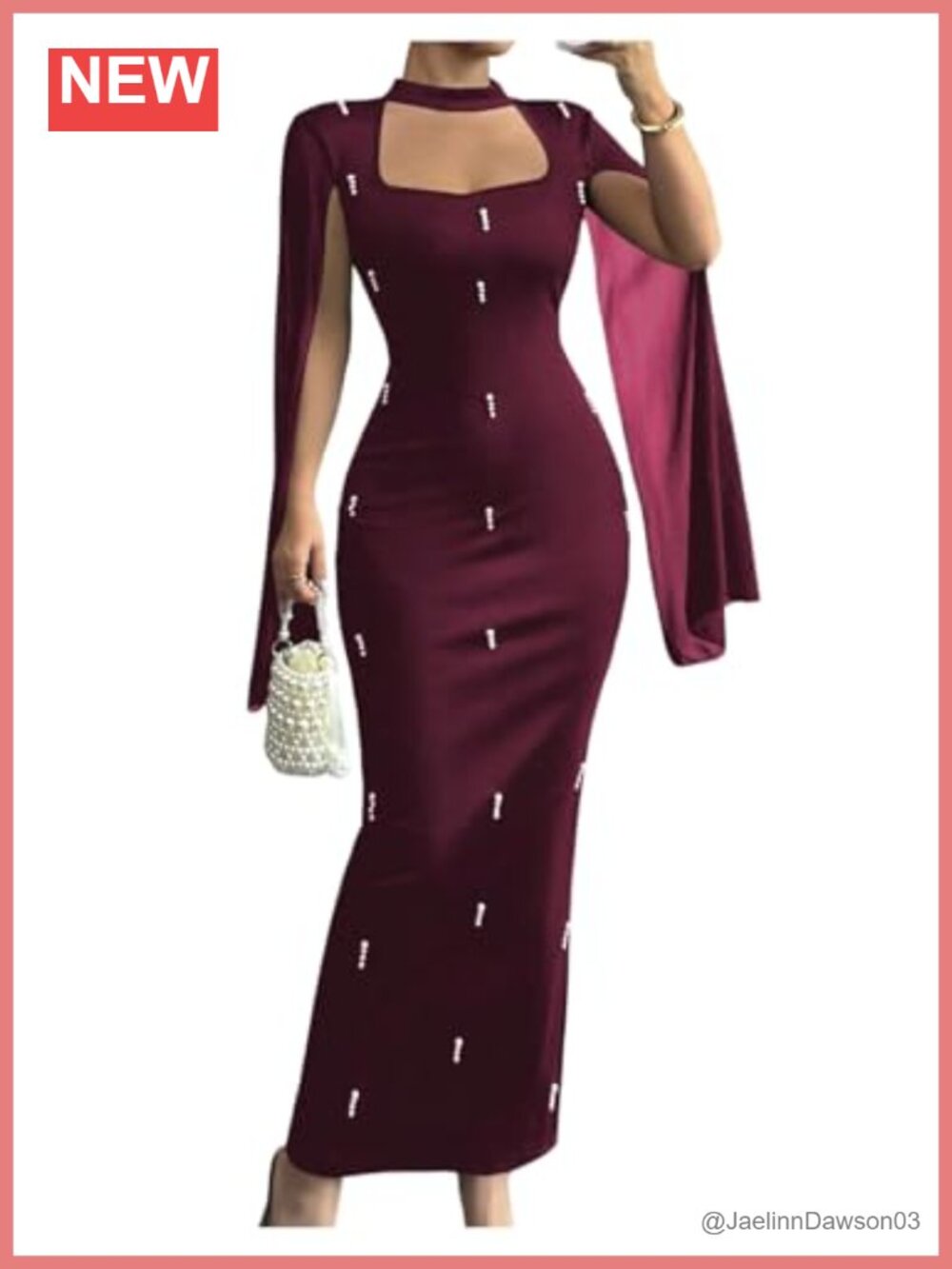 GORGLITTER Women's Cape Long Sleeve Halter Maxi Dress Wedding Guest Cocktail